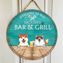 Patio Bar & Grill Welcome Door Signs, Gifts For Pet Lovers, Couple Of Spatula Custom Wooden Signs