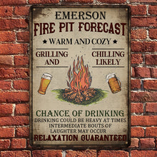 Personalized Camping Fire Pit Forecast Customized  Metal Signs - Camping Signs