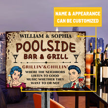 Bar & Grill Where The Neighbor - Swimming Pool Decor - Personalized Custom Classic Metal Signs