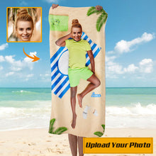 Custom Photo Funny People Funny Life - Beach Towel - Personalized Custom Face Beach Towel