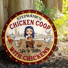Life Is Better With Chickens - Personalized Round Wood Sign - Chicken Coop Decoration, Funny Chicken, Farmhouse Decorations Gift For Chicken Lovers, Farmer
