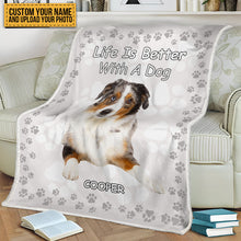 Custom Photo Life Is Better With Dog&Cat - Pet Blanket - Gifts For Pet Lovers Personalized Custom Fleece Flannel Blanket