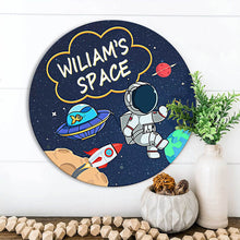 Personalised Space Name Sign, Children's Bedroom Decor, Space Door Hanger, Kids Name Plaque, Boys Bedroom Round Door Sign