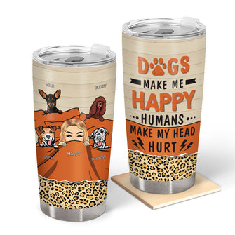 Dog Lovers Chibi Girl Humans Make My Head Hurt - Personalized Custom Tumbler