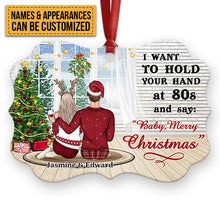 Christmas Couple Hold Your Hand - Personalized Custom Aluminum Ornament