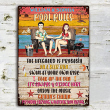 Swimming Pool Rules Couple - Pool Sign - Personalized Custom Classic Metal Signs