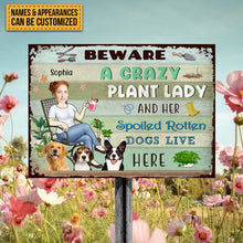 Custom Photo Lady And Her Spoiled Dogs In The Garden - Garden Sign - Personalized Custom Face Classic Metal Signs