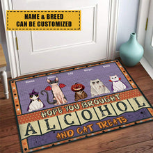 Hope You Brought Alcohol And Cat Treats Halloween - Cat Doormat - Halloween Gift For Cat Lovers Personalized Custom Doormat