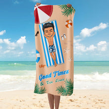 Good Times & Tan Lines - Beach Towel - Gift For Friend Personalized Custom Beach Towel