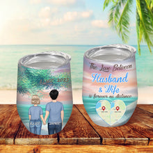 Custom Map The Love Between Us Is Forever No Distance - Couple Tumbler - Gift For Couple Personalized Custom Tumbler