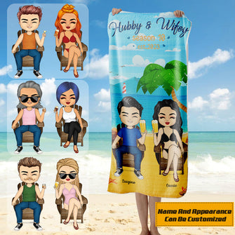 Hubby&Wifey Season - Beach Towel - Gift For Couple Personalized Custom Beach Towel