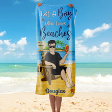 Just A Boy&Girl Who Love Beaches - Beach Towel - Summer Gift - Personalized Custom Beach Towel