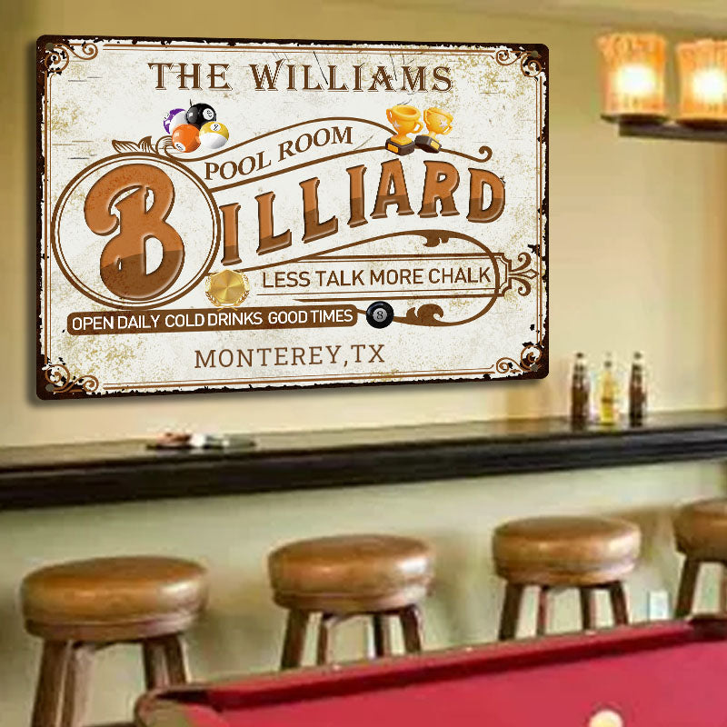 Personalized Billiard Pool Room Custom Classic Metal Signs – CUSTOMOMO