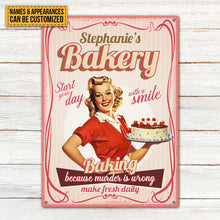 Bakery Baking Because Murder Is Wrong - Personalized Custom Metal Sign - Retro style Metal Signs - Kitchen Sign