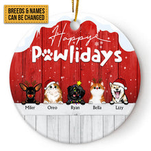 Happy Pawlidays - Christmas Gift For Dog Lovers & Cat Lovers - Personalized Custom Circle Ceramic Ornament