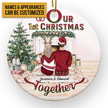 Christmas Family Couple First Christmas Together - Personalized Custom Circle Ceramic Ornament