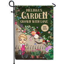 Chibi Girl Garden Grown With Love - Gift For Gardeners - Personalized Custom Flag