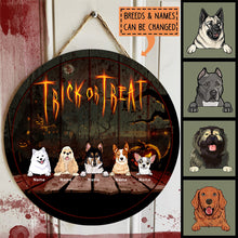 Halloween Welcome Trick Or Treat Signs, Gift For Dog Lovers, Custom Wooden Door Signs , Dog Mom Gifts