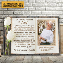 Custom Photo In Loving Memory Of Dad Forever In Our Hearts - Memorial Canvas - Personalized Custom Canvas Wall Art