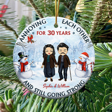 Old Couple Annoying Each Other - Christmas Gift For Couple - Personalized Custom Circle Ceramic Ornament