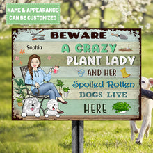 Lady And Her Spoiled Dogs In The Garden - Garden Sign - Personalized Custom Classic Metal Signs