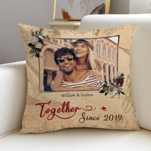 Custom Photo - Together With You Since - Personality Customized Pillow - Valentine's Day Gift For Love - Gift For Husband Wife Bf Gf