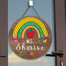 Teacher Welcome Sign, Teacher Door Sign, Teacher Name Sign, Rainbow Wall Hanging, Teacher Gift, Front Door Decor, Wood Sign, Back To School