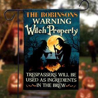 Halloween - Warning Witch Property - Personalized Flag