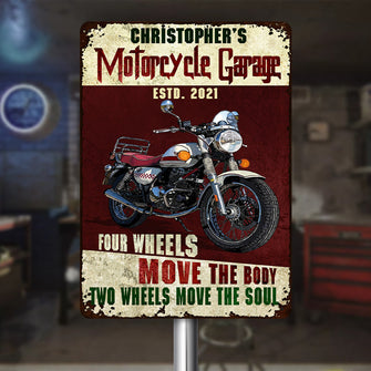 Motorcycle Metal SignGarage Sign - Auto Mechanic Garage Four Wheels Customized Classic Metal Signs