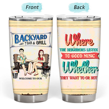 Swimming Poolside Where The Neighbors Listen To The Good Music - Gift For Couples - Personalized Custom Tumbler