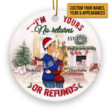 No Returns Or Refunds - Christmas Gift For Couples - Personalized Custom Circle Ceramic Ornament