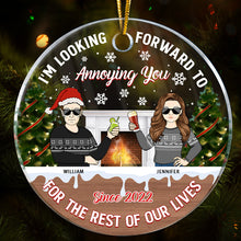 Christmas Looking Forward To Annoying You - Gift For Couple - Personalized Custom Circle Acrylic Ornament