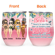 Beaches, Booze & Besties - Personalized Wine Tumbler - Birthday, Funny, Summer Gift For Beach Lovers , Besties, Soul Sisters, Sistas, Bff, Friends