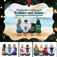 Side By Side Or Miles Apart Brothers And Sisters Will Always Be Connected By Heart - Personalized Christmas Ornament