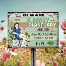 Lady And Her Spoiled Dogs In The Garden - Garden Sign - Personalized Custom Classic Metal Signs