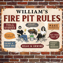 Family Fire Pit Rules - Personalized Metal Sign - Home Decor Gift Barbecue Outdoor Home Decor Gift For Family, Husband, Wife, Parents, Friends