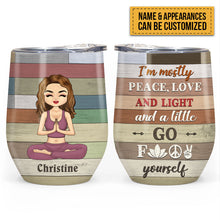 Yoga Chibi Girl Peace Love And Light - Personalized Custom Wine Tumbler