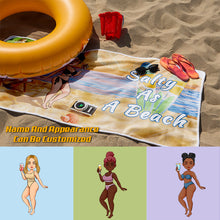 Tanned & Tipsy - Birthday, Funny, Summer Gift For Beach Lovers, Besties, Soul Sisters, Sistas, Bff, Friends - Personalized Custom Beach Towel