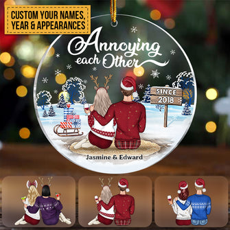 Christmas Family Couple I'm Yours No Refunds - Personalized Custom Circle Acrylic Ornament