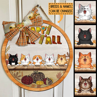 Happy Fall Y'all Signs, Gifts For Cat Lovers, Fall Front Door Decor , Cat Mom Gifts