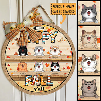 Fall Welcome Door Signs, Fall Gifts For Cats Lovers, Hello Fall Y'all , Cat Mom Gifts