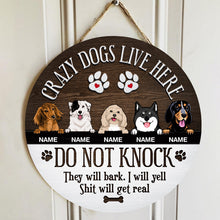 Crazy Dogs Live Here Signs, Gifts For Dog Lovers, Do Not Knock Custom Wooden Signs , Dog Mom Gifts