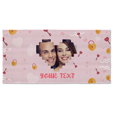 Custom Photo Open The Heart Lock With Love - Beach Towel - Couple Gift Personalized Custom Face Beach Towel