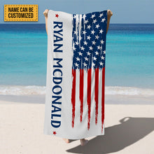 Personalized Bath Towel US Flag Customized Name - Beach Towel - Custom Pool Towel Beach Towel