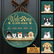 Welcome To Our Home Peeking Pets - Funny Personalized Pet Door Sign