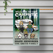 Camping Couple Welcome To Our Campsite - Gift For Dog Lovers - Personalized Custom Flag