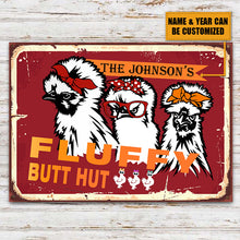 Personalized Chicken Metal Signs Fluffy Butt Hut Silkies Chicken Attention Customized Classic Metal Signs-CUSTOMOMO