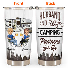 Husband And Wife Camping Partners For Life  - Couple Gift - Personalized Custom Tumbler