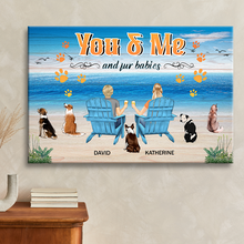 You And Me And The Dogs Beach Couple Gifts For Dog Lovers Personalized Custom Framed Canvas Wall Art