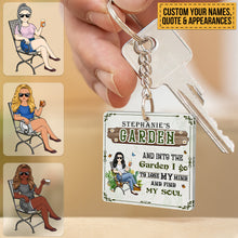 Personalized Custom Keychain And Into The Garden I Go Gardening Girl Gift For Gardening Lovers